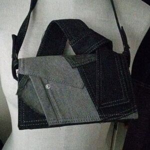 Zara Black and Gray Suede-Accent Messenger Bag